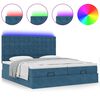 vidaXL Pouf Letto con Materassi e LED Blu Scuro 200x200cm Velluto