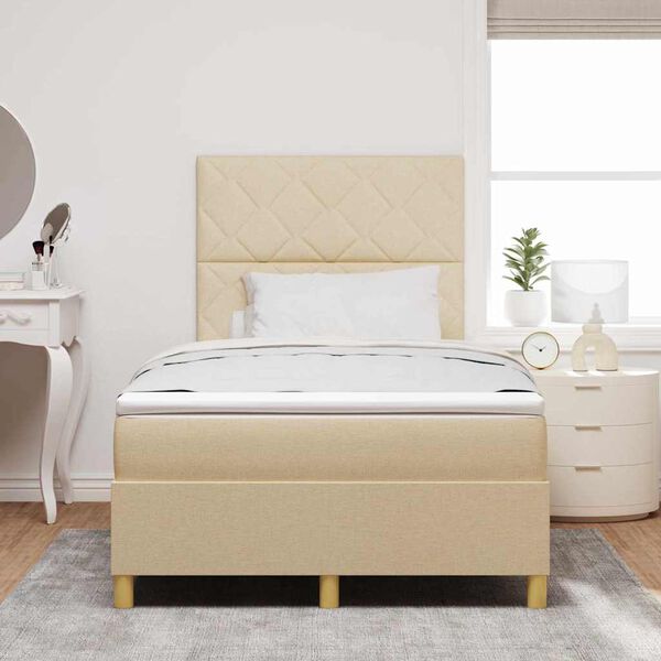 vidaXL Letto a molle con materasso Crema 120 x 190 cm Tessuto