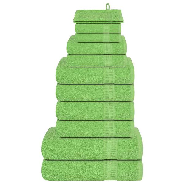 vidaXL Set di asciugamani 12 pezzi FROGN Verde mela 360 g/m²