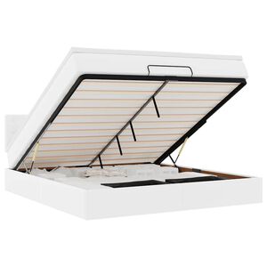 vidaXL Pouf Letto con Materassi e LED Bianco Puro 160x200cm Similpelle