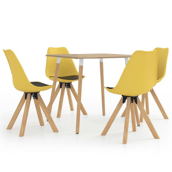 vidaXL Set da pranzo 5 pezzi 80x80 cm nero e giallo