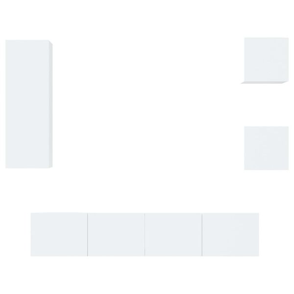 vidaXL Set di Mobili Porta TV 5 pz Bianco Lucido in Legno Multistrato