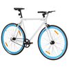 vidaXL Bicicletta a Scatto Fisso Bianca e Blu 700c 55 cm