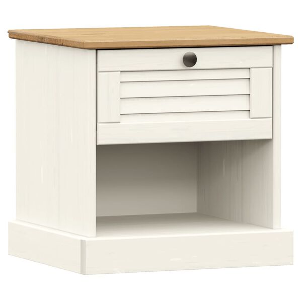 vidaXL Comodino VIGO Bianco 42x35x42 cm in Legno Massello di Pino