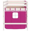 vidaXL Letto a Soppalco con Tende Bambini Rosa 90x190 cm Massello Pino