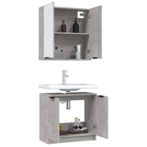 vidaXL Set di Mobili da Bagno 2 pz Grigio Cemento in Legno Multistrato