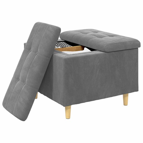 vidaXL Pouf contenitore Grigio scuro 60 x 60 x 45 cm Velluto