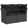 vidaXL Divano da giardino con cuscini 2 posti nero in polyrattan