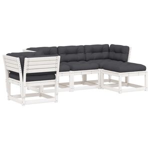 vidaXL Set Salotto Giardino 5pz con Cuscini Bianco Legno Massello Pino
