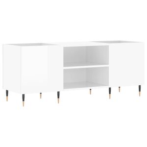vidaXL Mobile Porta Dischi Bianco Lucido 121x38x48cm Legno Multistrato