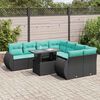 vidaXL Set Divani da Giardino 9 pz con Cuscini Nero Polyrattan Acacia