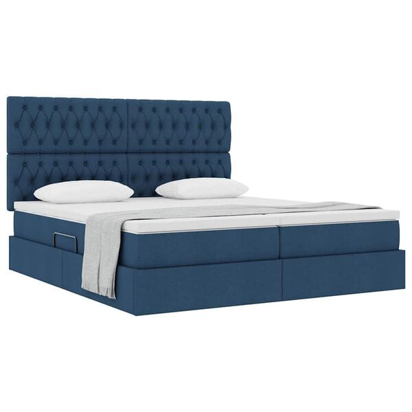vidaXL Letto con Contenitore Blu 180 x 200 cm Pelle Sintetica