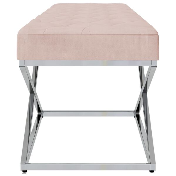 vidaXL Panca Rosa in Velluto e Acciaio Inossidabile