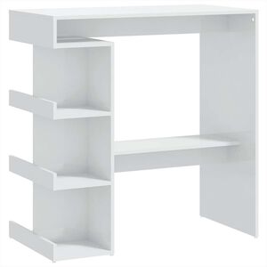 vidaXL Tavolo da Bar con Ripiani Bianco Lucido 100x50x101,5 cm