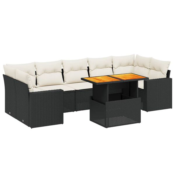 vidaXL Set Divani da Giardino con Cuscini 8 pz Nero in Polyrattan