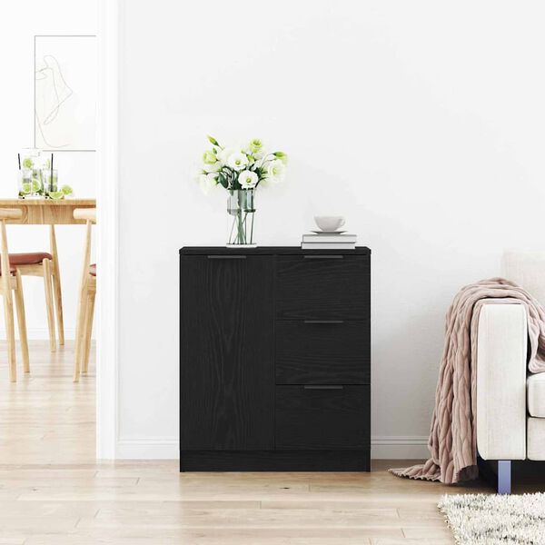 vidaXL Credenza Rovere Nero 60 x 30 x 70 cm Legno multistrato