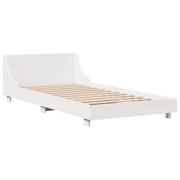 vidaXL Letto senza Materasso Bianco 75x190 in Legno Massello di Pino