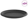 vidaXL Vassoio Rotondo per Fiori 24 pcs Nero &Oslash; 27 x 2,5 cm Plastica