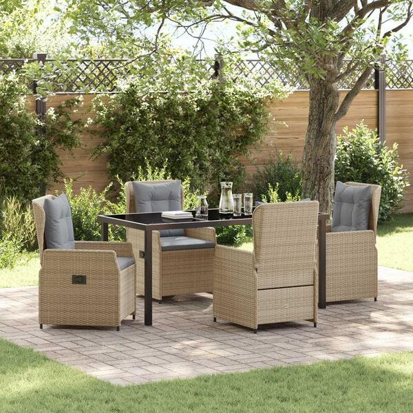 vidaXL Set da Pranzo per Giardino 5 pcs Beige e Grigio Chiaro