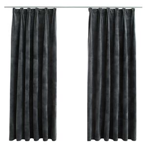 vidaXL Tende Oscuranti con Ganci 2 pz Antracite in Velluto 140x175 cm