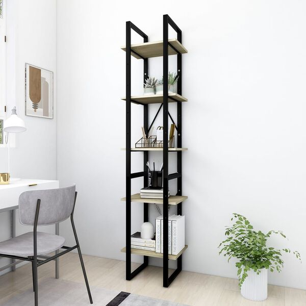 vidaXL Libreria a 5 Ripiani Sonoma 40x30x175 cm in Legno Multistrato