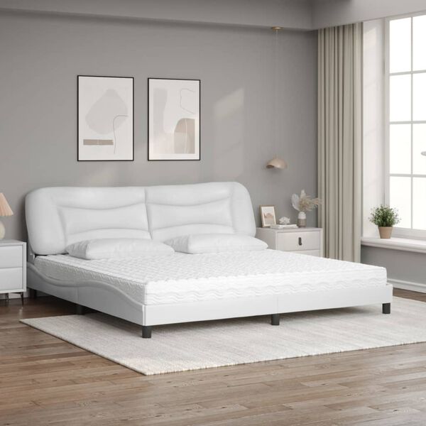 vidaXL Letto con Materasso Hvar Bianco 200x200cm in Similpelle