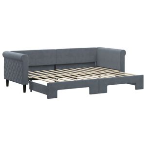 vidaXL Divano Letto con Letto Estraibile Grigio Scuro 80x200cm Velluto