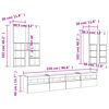 vidaXL Set Mobili TV a Muro 7 pz con Luci LED Grigio Sonoma