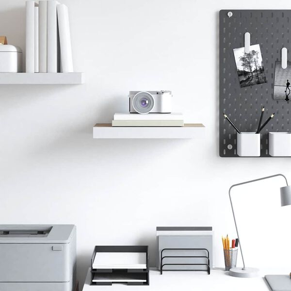 vidaXL Scaffale a Parete Rovere e Bianco 50x23x3,8 cm in MDF