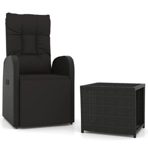 vidaXL Set Mobili da Giardino 2 pz Nero Polyrattan e Acciaio