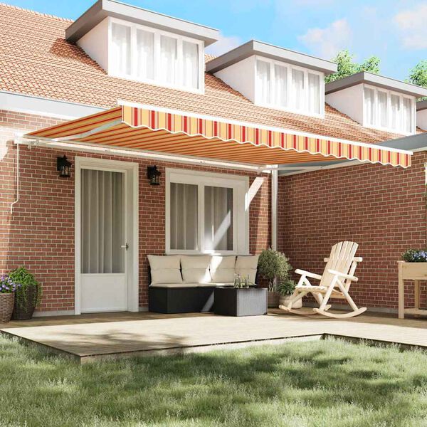 vidaXL Tenda da Sole Rigato giallo e arancione 4,5 × 3,5 m