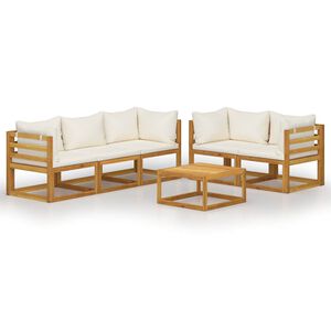vidaXL Set Divani da Giardino 6 pz con Cuscini Crema Massello Acacia