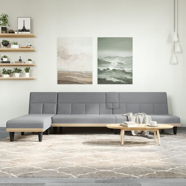 vidaXL Divano Letto a L Grigio Chiaro 255x140x70 cm in Tessuto