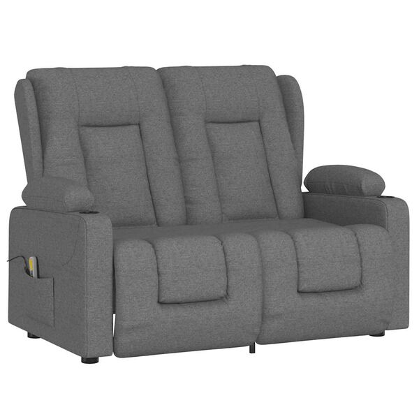 vidaXL Divano Massaggio a 2 Posti con Portabicchieri Grigio Chiaro