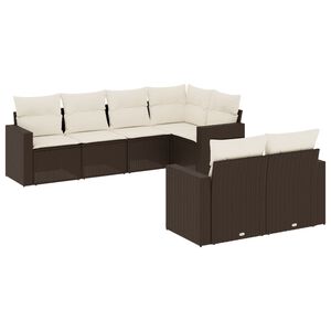 vidaXL Set Divani da Giardino 7 pz con Cuscini Marrone in Polyrattan