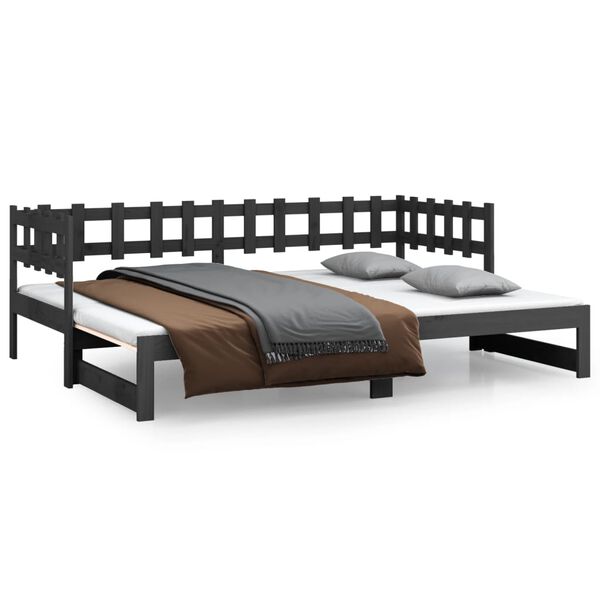 vidaXL Dormeuse Estraibile Grigia 2x(90x200) cm Legno Massello di Pino