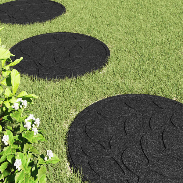 vidaXL Pietra da Passo 6 pcs Nero &Oslash; 44 x 2 cm Gomma