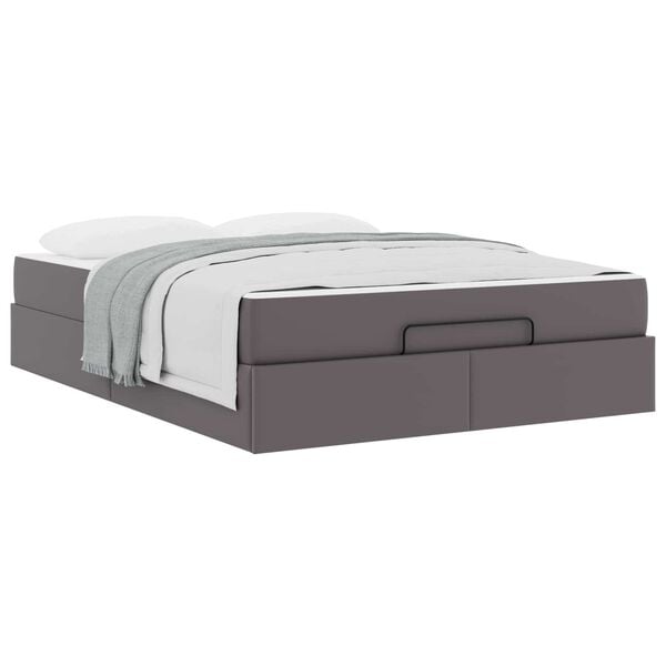 vidaXL Struttura letto con materasso con materasso 2 pcs Grigio PVC