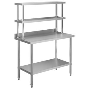 vidaXL Tavolo Lavoro Cucina con Mensola 120x60x150 cm in Acciaio Inox