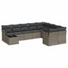 vidaXL Set Divano da Giardino 10 pz con Cuscini Grigio in Polyrattan