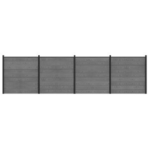 vidaXL Set di Recinzione 699 x 186 cm WPC e Alluminio Grigio