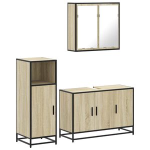 vidaXL Set Mobili da Bagno 3 pz Rovere Sonoma in Legno Multistrato