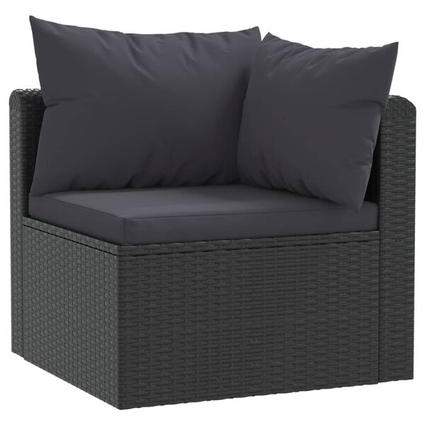 vidaXL Set Divani da Giardino 2 pz con Cuscini in Polyrattan Nero