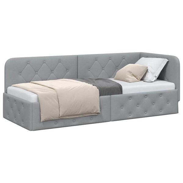 vidaXL Cornice del letto ad angolo Grigio chiaro 80 x 200 cm Tessuto