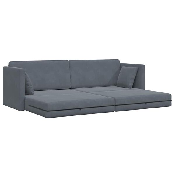 vidaXL Divano-letto da pavimento Grigio scuro 213 x 70 x 77 cm Velluto