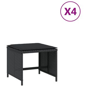 vidaXL Sgabelli da Giardino con Cuscini 4pz Neri 40x40x35cm Polyrattan