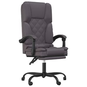 vidaXL Poltrona da Ufficio Massaggiante Reclinabile Grigio Similpelle