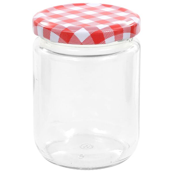 vidaXL Vaso Marmellata in Vetro Coperchio Bianco e Rosso 48 pz 230 ml