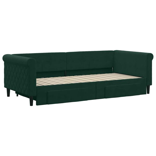 vidaXL Divano Letto Estraibile Cassetti Verde Scuro 90x200cm Velluto