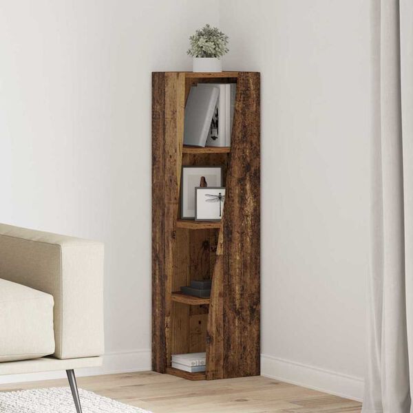 vidaXL Mobile angolare Legno vecchio 27,5x27x102cm Legno multistrato